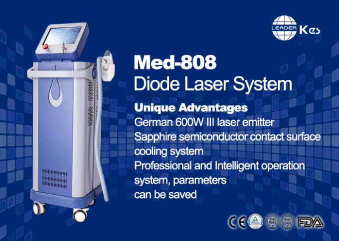 Máquina da remoção do cabelo do diodo láser 808 nanômetro de Handpiece da barra de Alemanha 6, máquina da depilação do laser
